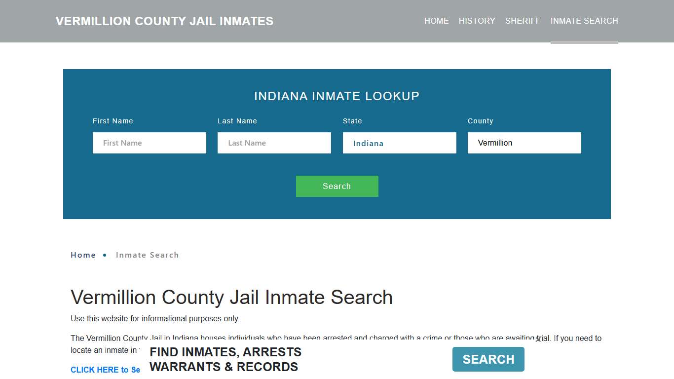 Vermillion County, IN Detainee Lookup
